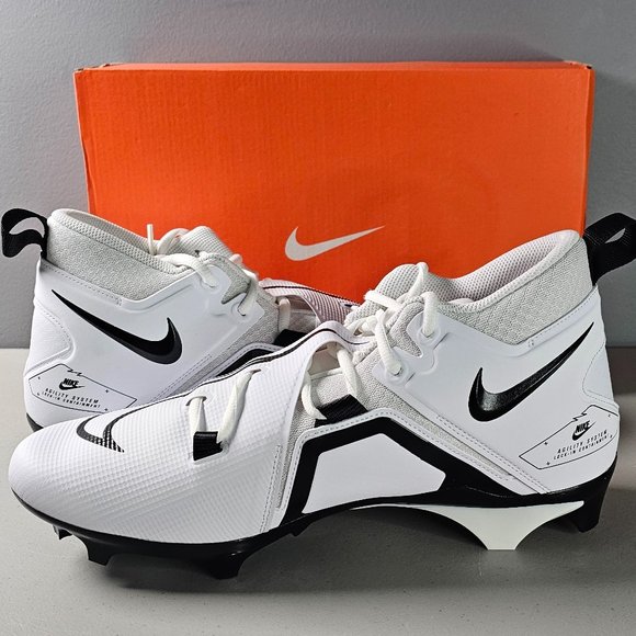 Nike Alpha Menace Pro 3 Mid Men's Football Cleats White Black CT6649-100 - Picture 1 of 9